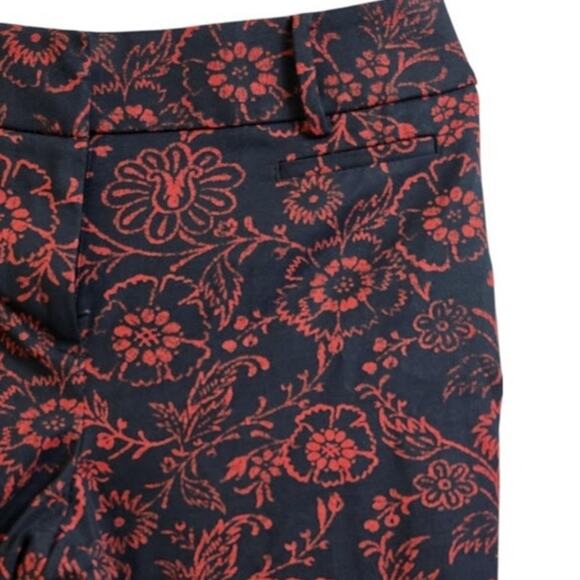 LOFT Julie Navy & Red Floral Ankle Pants Size 4 - Picture 4 of 8